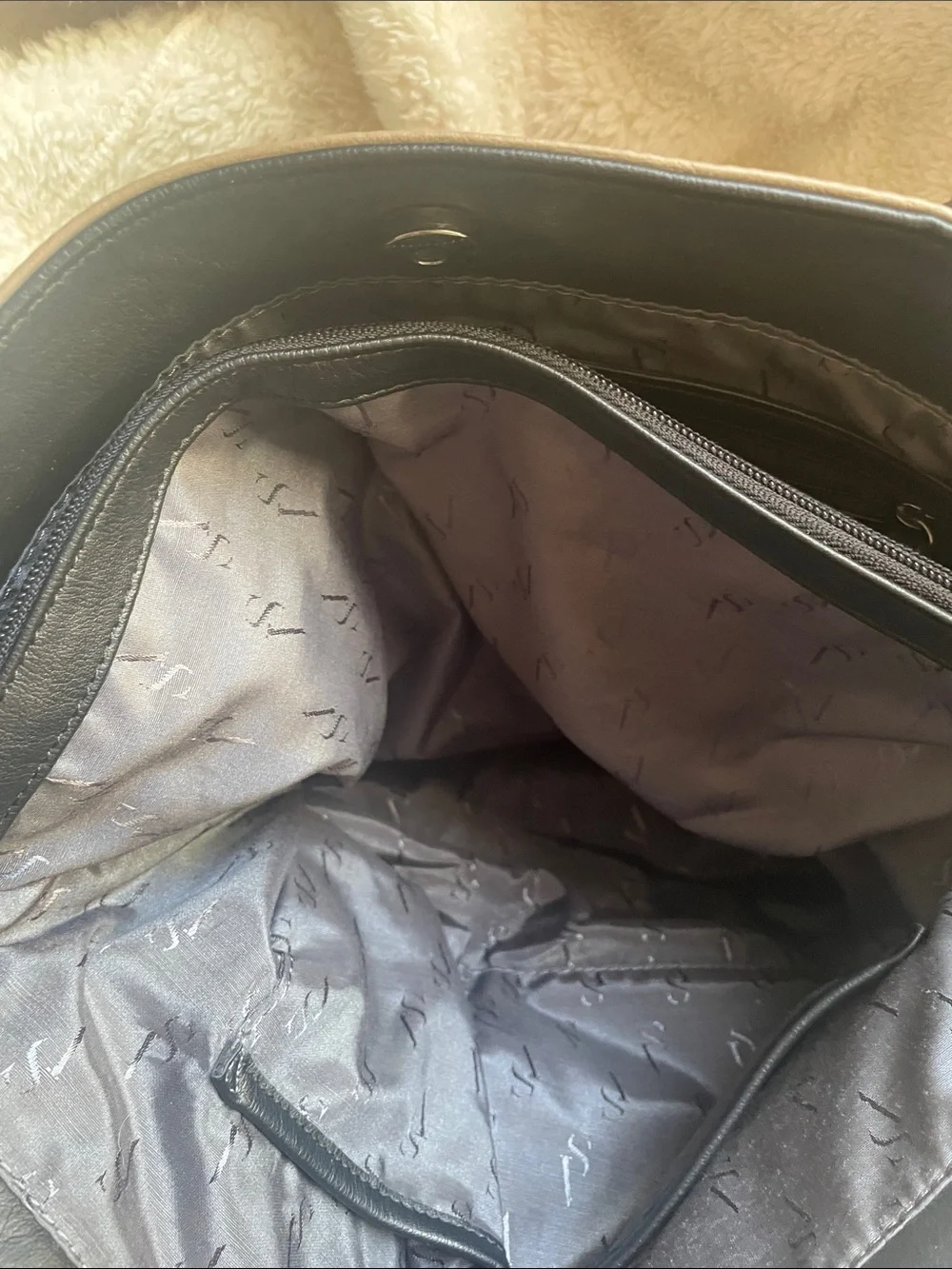 Simply Vera Wang Taupe and Black Two-Tone Tote with Chain Handles